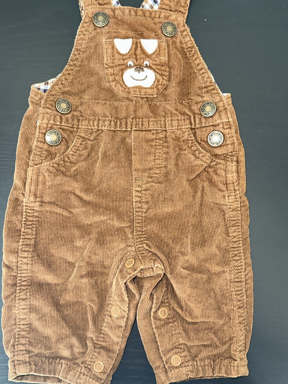 Carter's Brown Corduroy Overalls with Bear Applique